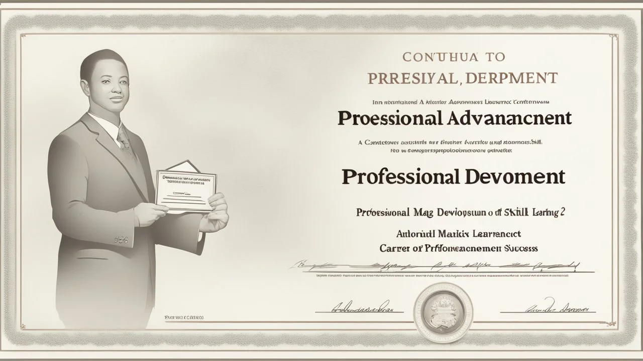 The selected image for this article symbolizes the significance of professional development and career advancement. In the image, an individual is depicted holding a diploma or certificate with the title "Professional Development" or "Career Advancement," representing a person who seeks to enhance their skills and increase their knowledge to achieve greater professional success. This image signifies the elevation of one's career path through continuous learning and skill development, inspiring r