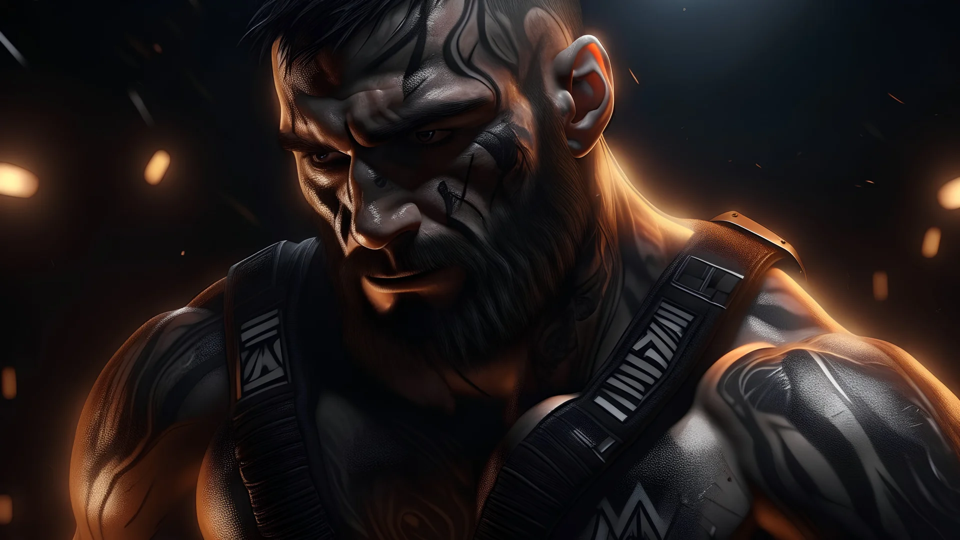 4k full realism full details logo combattant UFC homme cheveux noirs yeux noirs yerminator cyberpunk firestarter hardrock emission radio pyromane