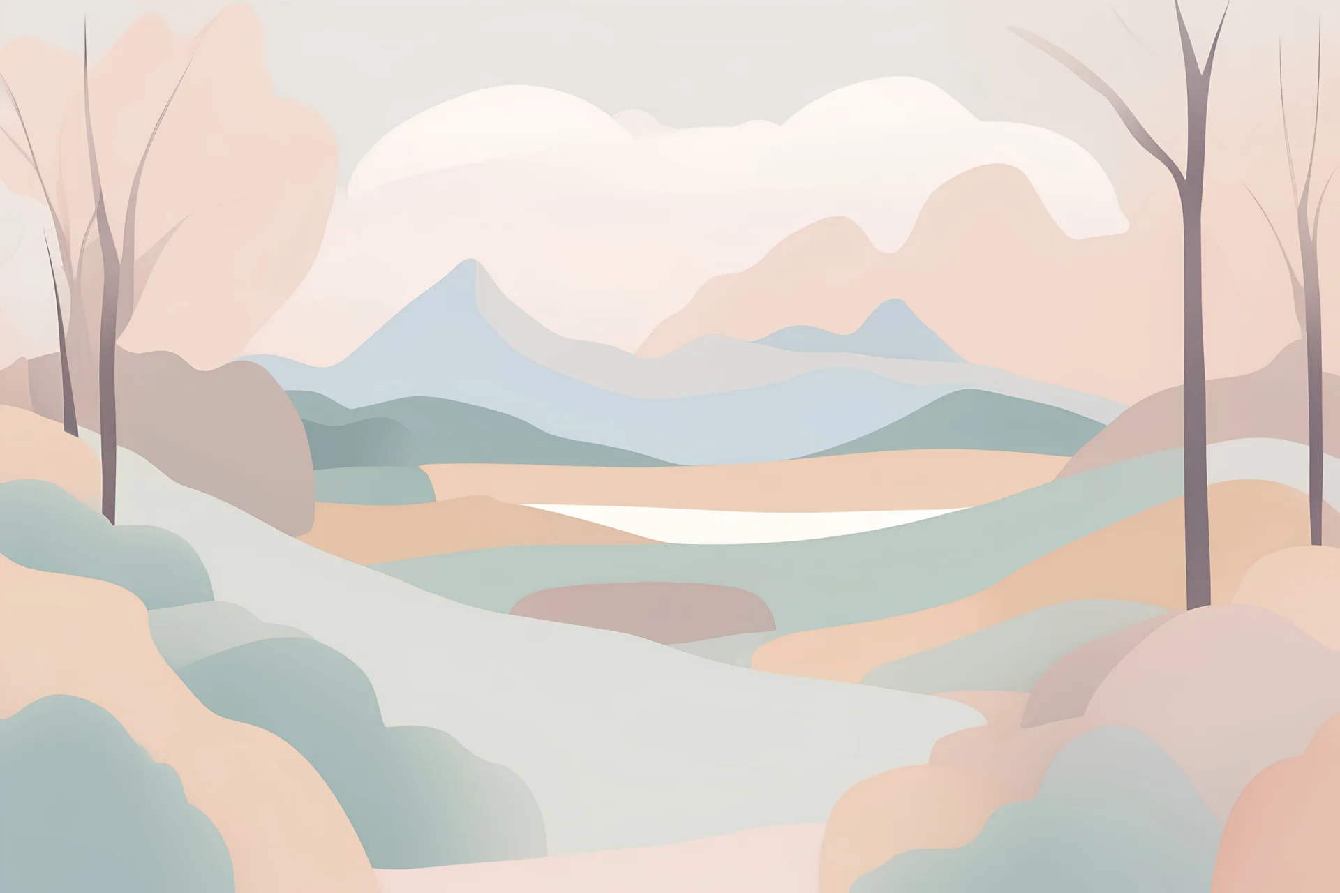 Illustration of landscape pastel colours