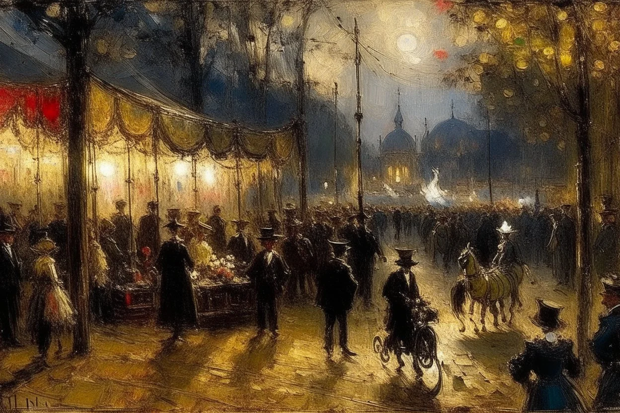 An oily carnival painted by Claude Monet