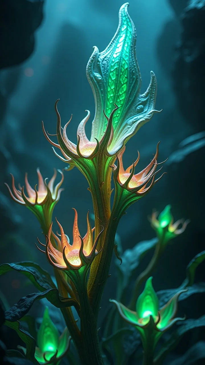 "3D HR Complex Unique and Beautiful Bioluminescent Carnivorous Plants, a breathtaking frontier fantasy artwork by Android Jones, Jean Baptiste monge, Alberto Seveso, Erin Hanson, Jeremy Mann. Minimalist highly detailed and complex professional_photography, masterpieces, 8k resolution concept art, Artstation, tricolor, Unreal Engine 5, cgsociety" Highly detailed ArtStation Concept Art Clear Focus Smooth cinematic 4K epic Details Serious Stoic ARTgerm AN's mature art. Bosch painting style,Busch