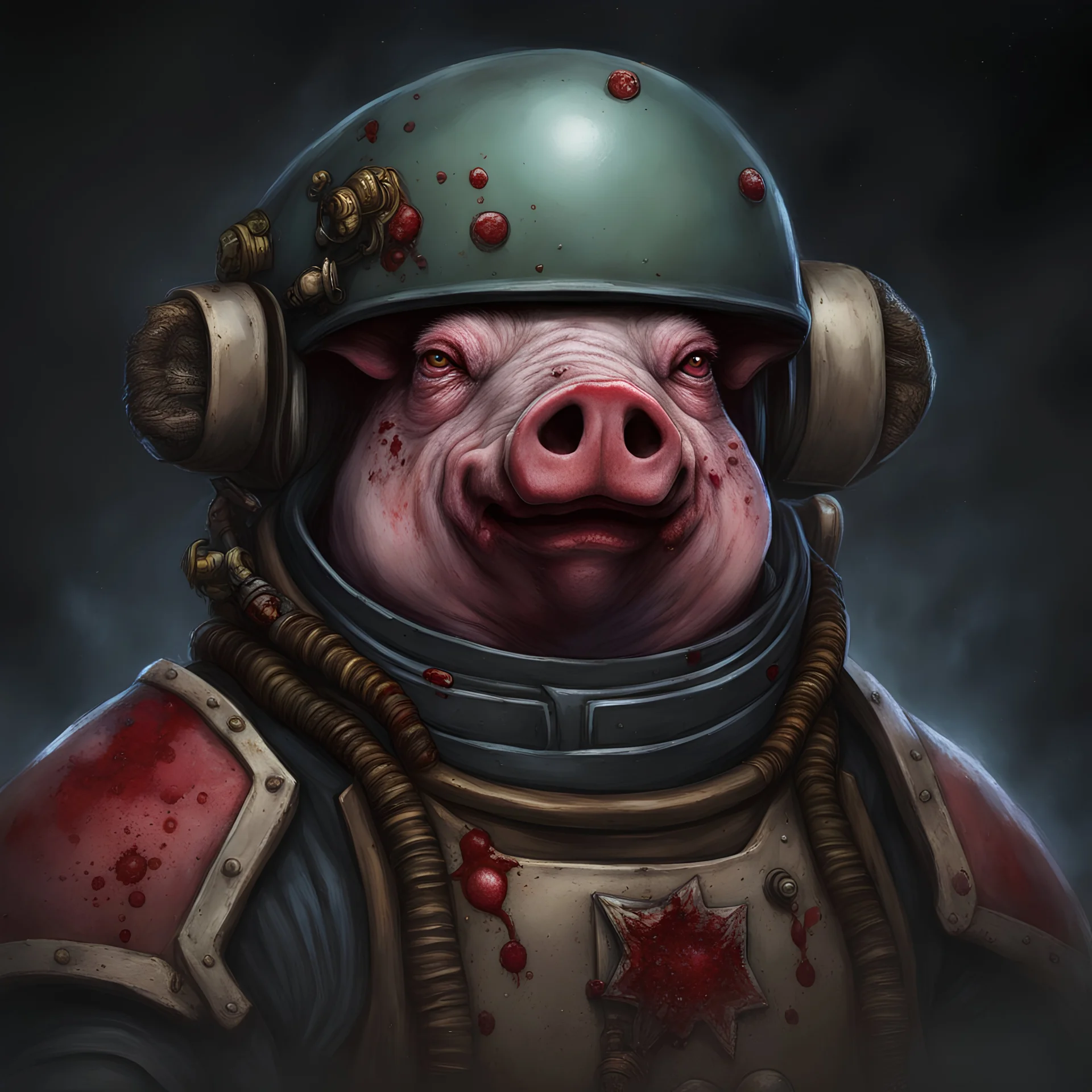space pig marine portrait blood gore