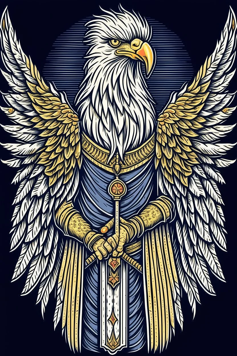 Eagle wearing crown and holding sword with Amberian Security Consulting under neath