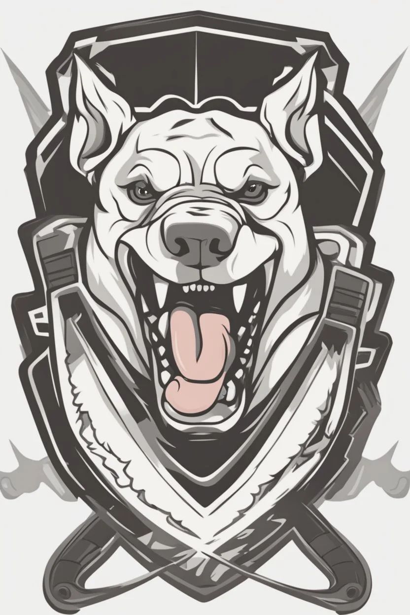 angry bull terrier hockey logo, thick lines, vector