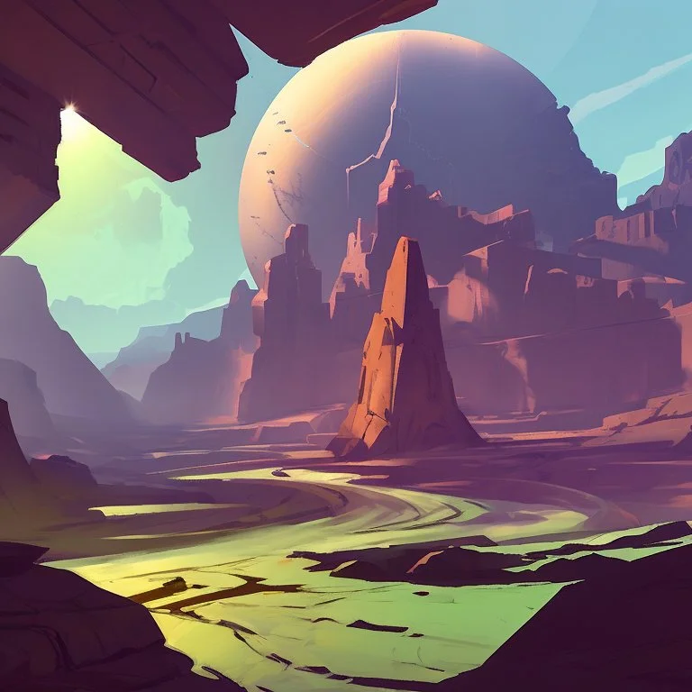 canyon scifi stylized arcane dungeons map