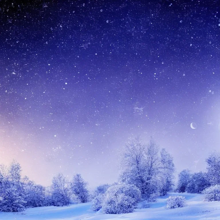 winter landscape, crystal, stars, dreamy