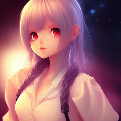 anime girl looking at stars