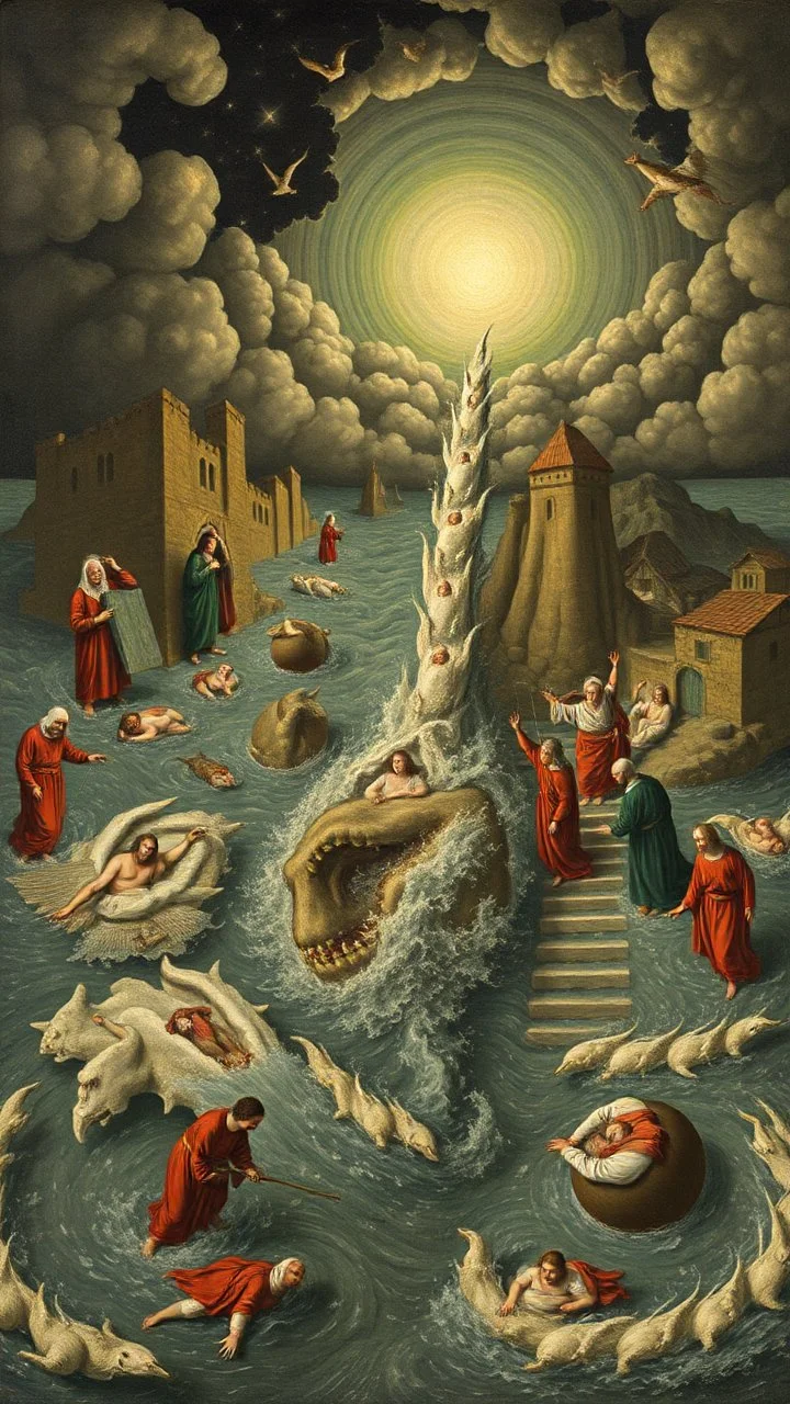 Hieronymus Bosch style , the flood of Noah’s