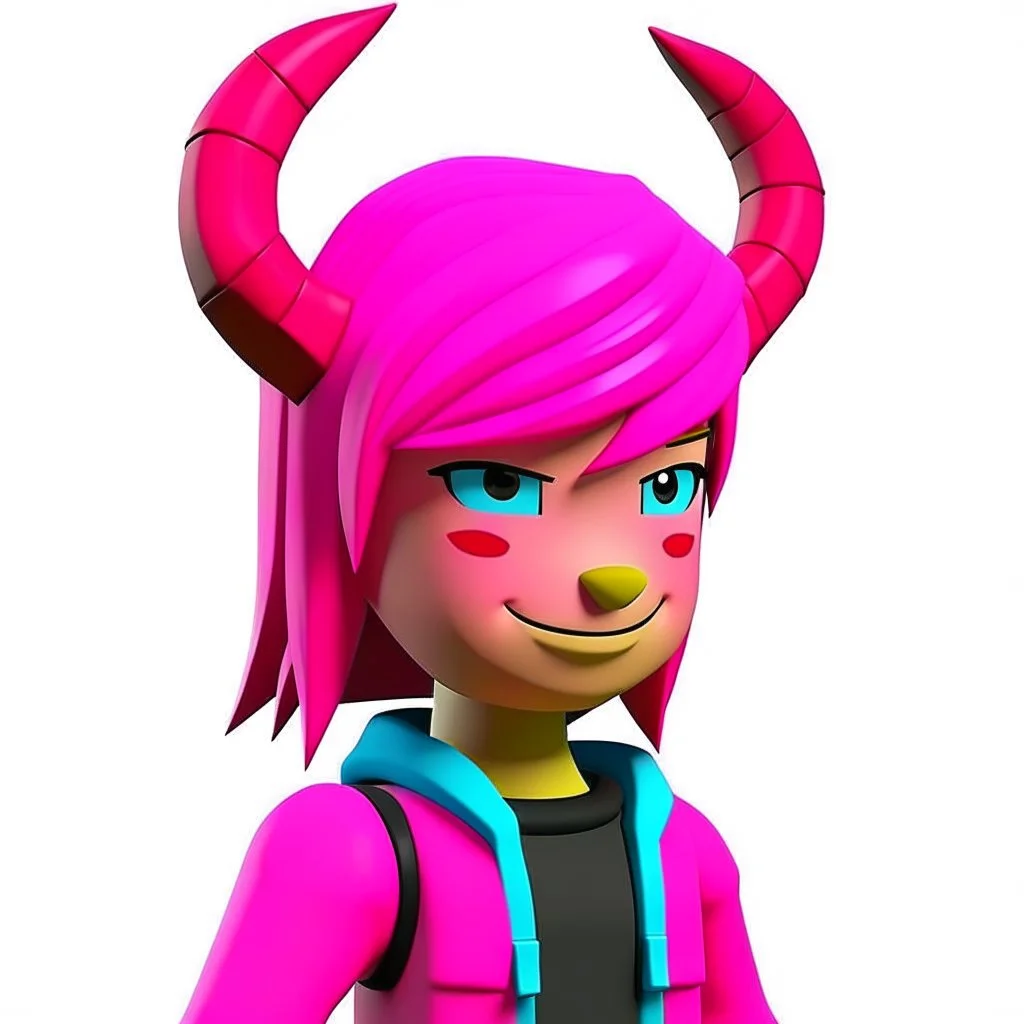 ROBLOX character pink hair with horns