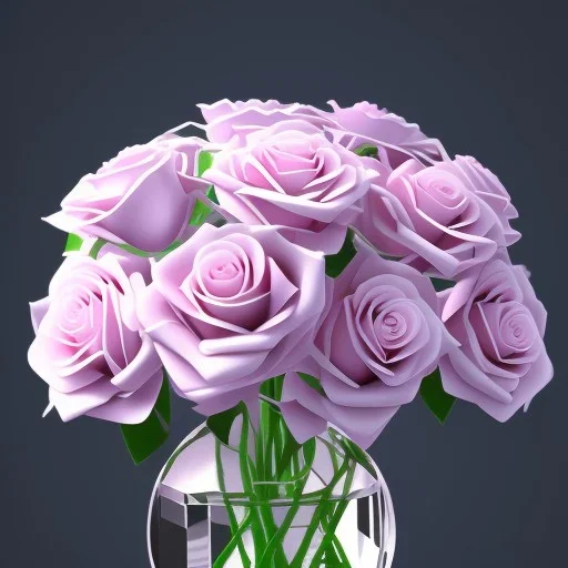 transparent Crystal Rose Bouquet Flower, hyper detailed