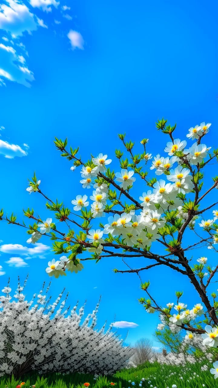 Cherty blossom against a beautiful blue sky