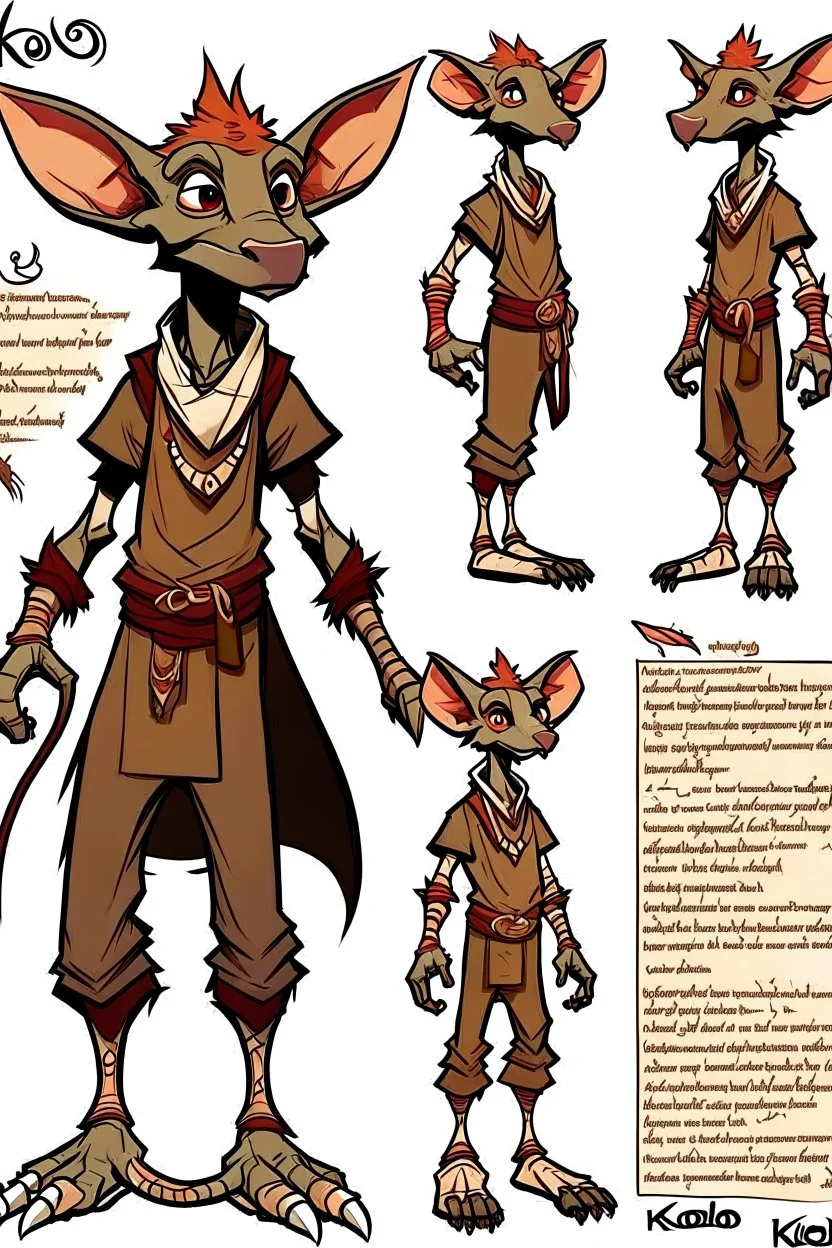 a kobold OC reference sheet