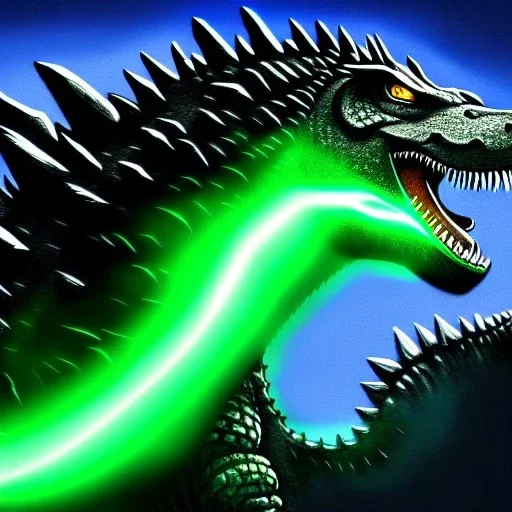 ultra detailed fullbody Drawing of Mech Godzilla ,intense stare,with glowing Green eyes, extremely detailed digital painting, intrincate, extremely detailed face,crystal clear Big eyes, in the style of Pixar and Caravaggio, mystical colors , perfectly centered image, perfect composition, rim light, beautiful lighting, 8k, stunning scene, raytracing