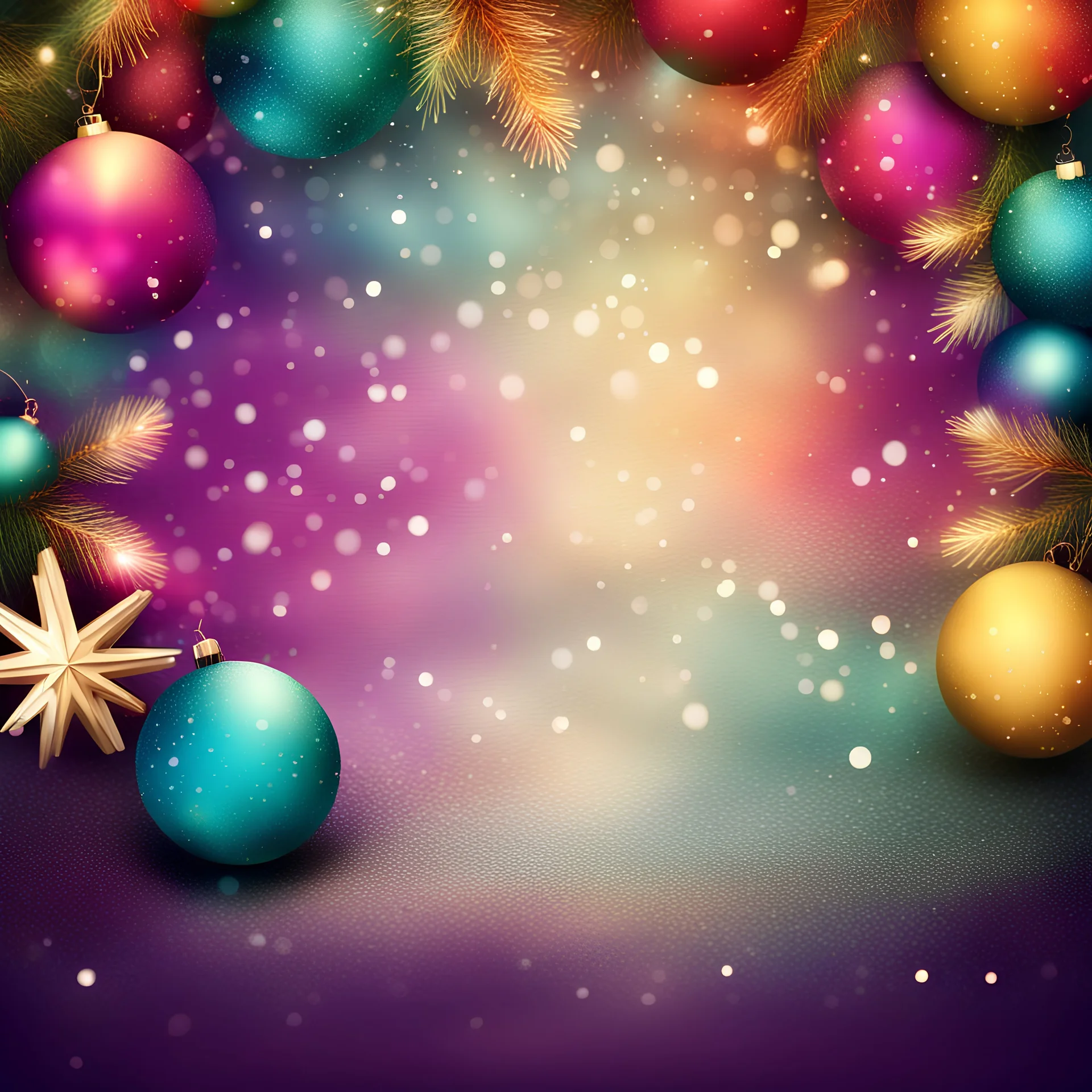 Hyper Realistic colourful Christmas background card with grunge bokeh background