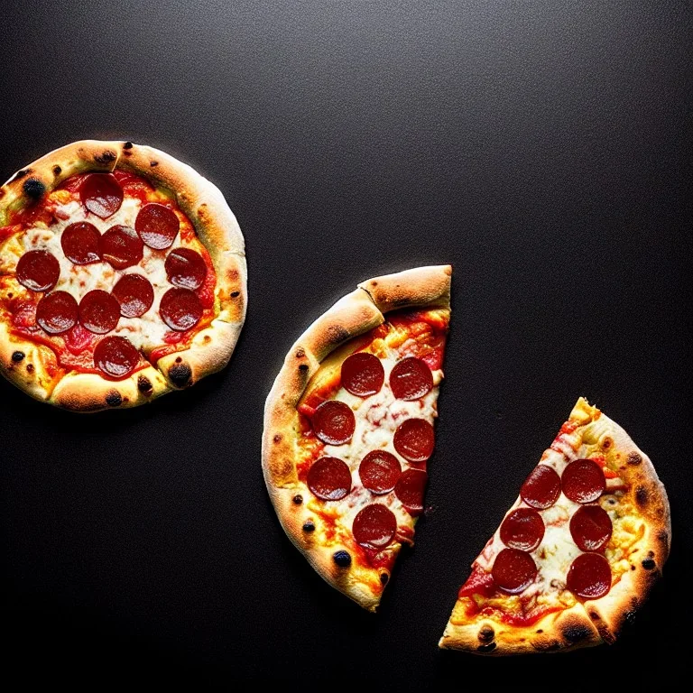 Photo of pizza, black background