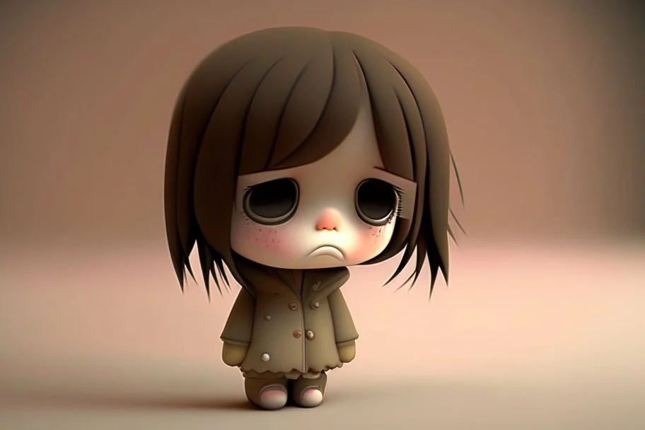 cute sad lonely 3D chibi girl