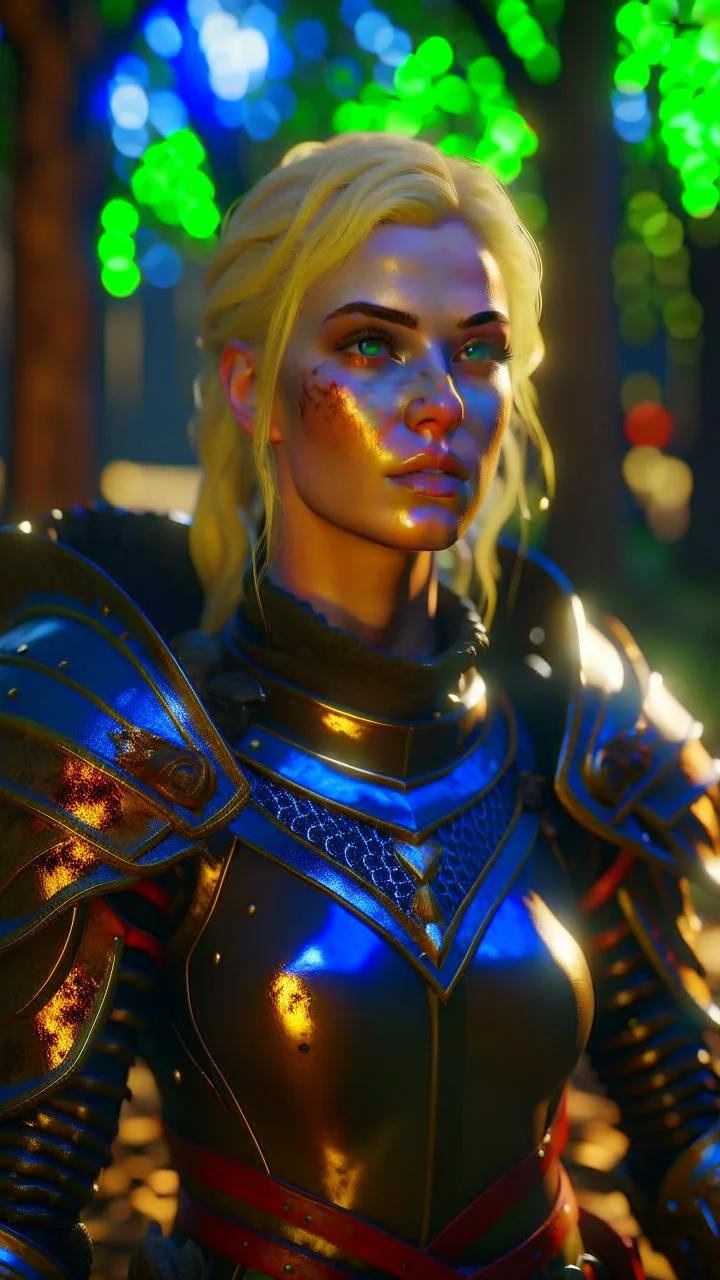 blonde female hunter wearing leather half armour dark fantasy Realistic unreal engine 4k