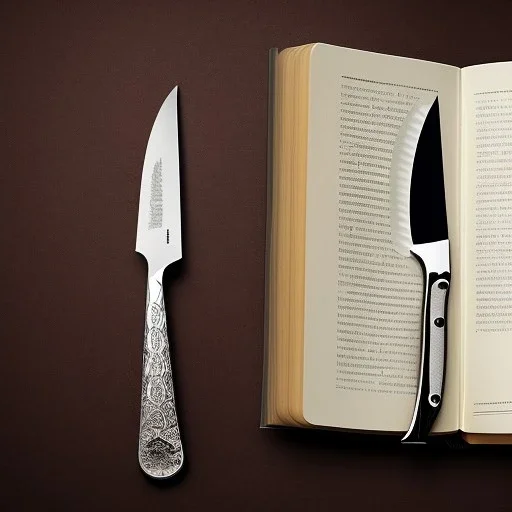 shiny fork and knifes on dinner table with cloth, book cover