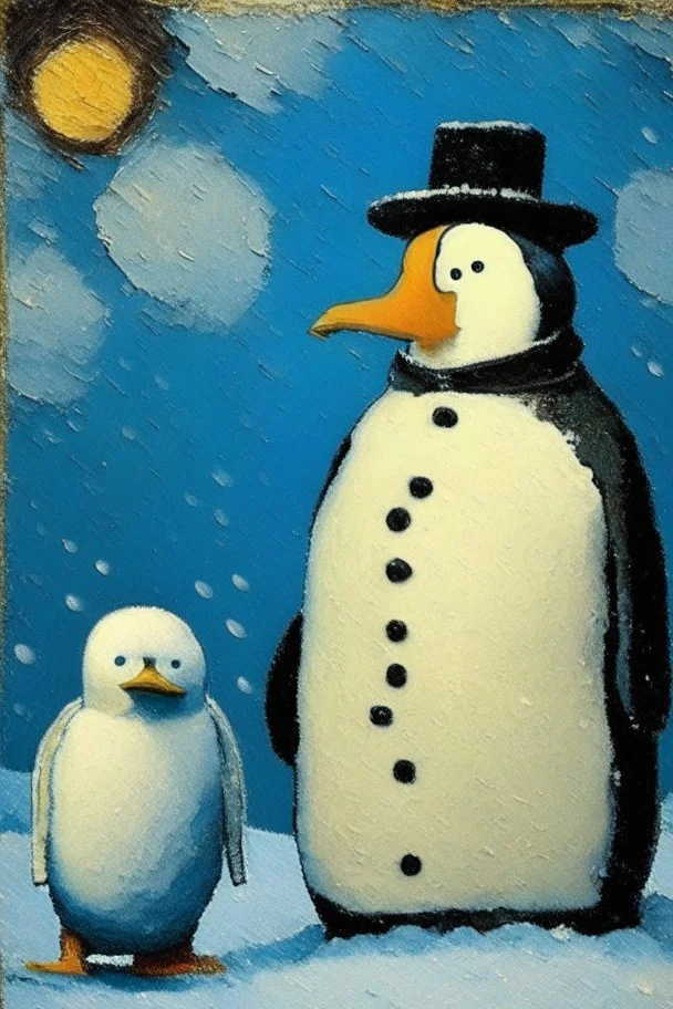 penguin and snowman by van gogh
