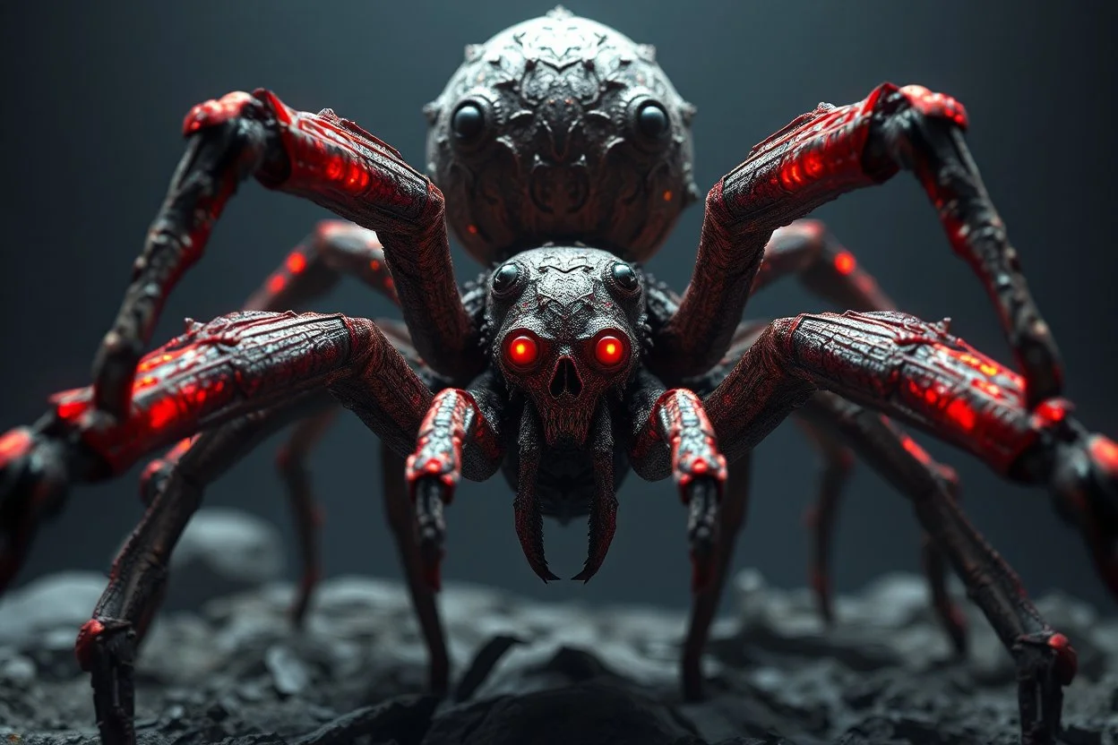 spider human, eight limbs, 6 eyes, 8k 3D, VRAY, concept art, hyperrealism ,photorealism, digital illustration ,Unreal Engine, elaborate, dystopian, detailed retro horror masterpiece, by hr giger