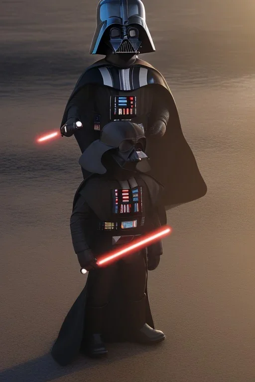 Darth Vader toddler, full body, bokeh, hyper realistic