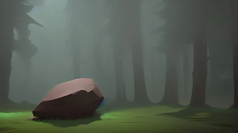 Large boulder in a clearing in the forest