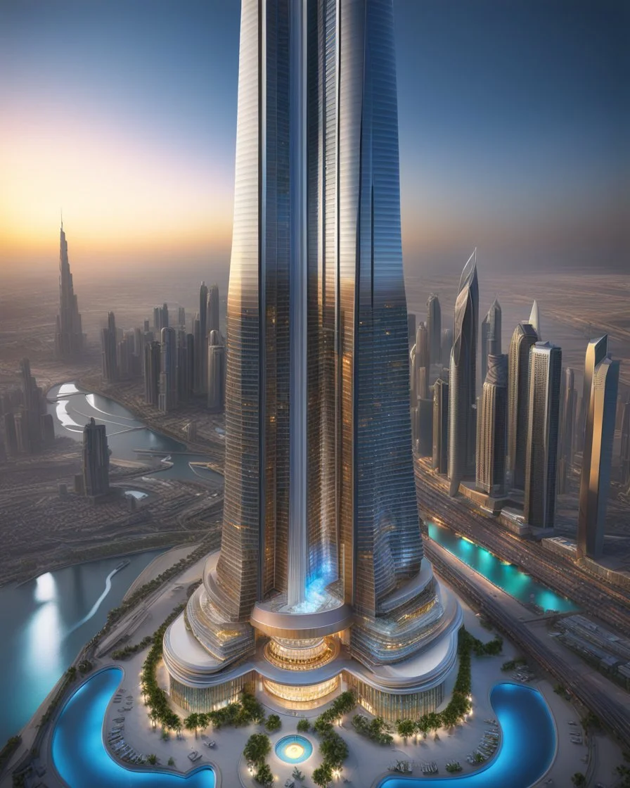 Edificio Burj Khalifa, calidad ultra, hiperdetallado, 8k, colores complementarios, cuerpo completo, 3D, arte digital