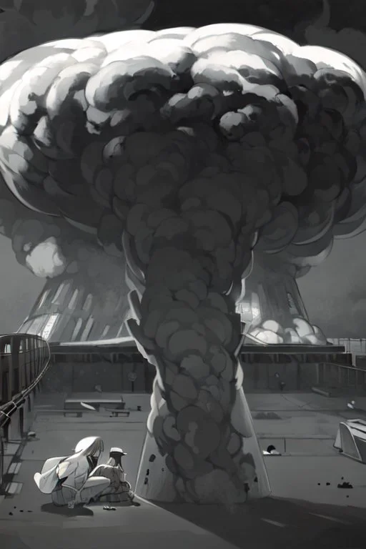 Hiroshima bomb, line arts, manga style