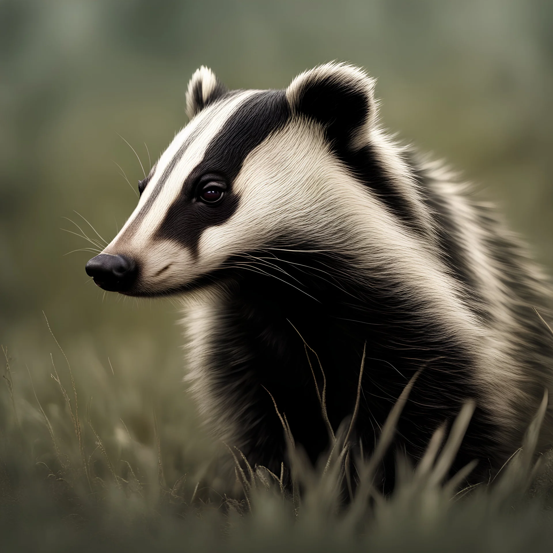 a realistic badger looking directly at the camera