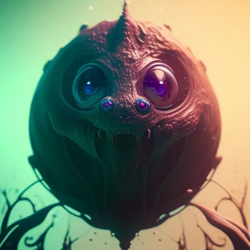 Cute fluid ink creature, big black eyes, unreal engine 5, 8k resolution, photorealistic, ultra detailed