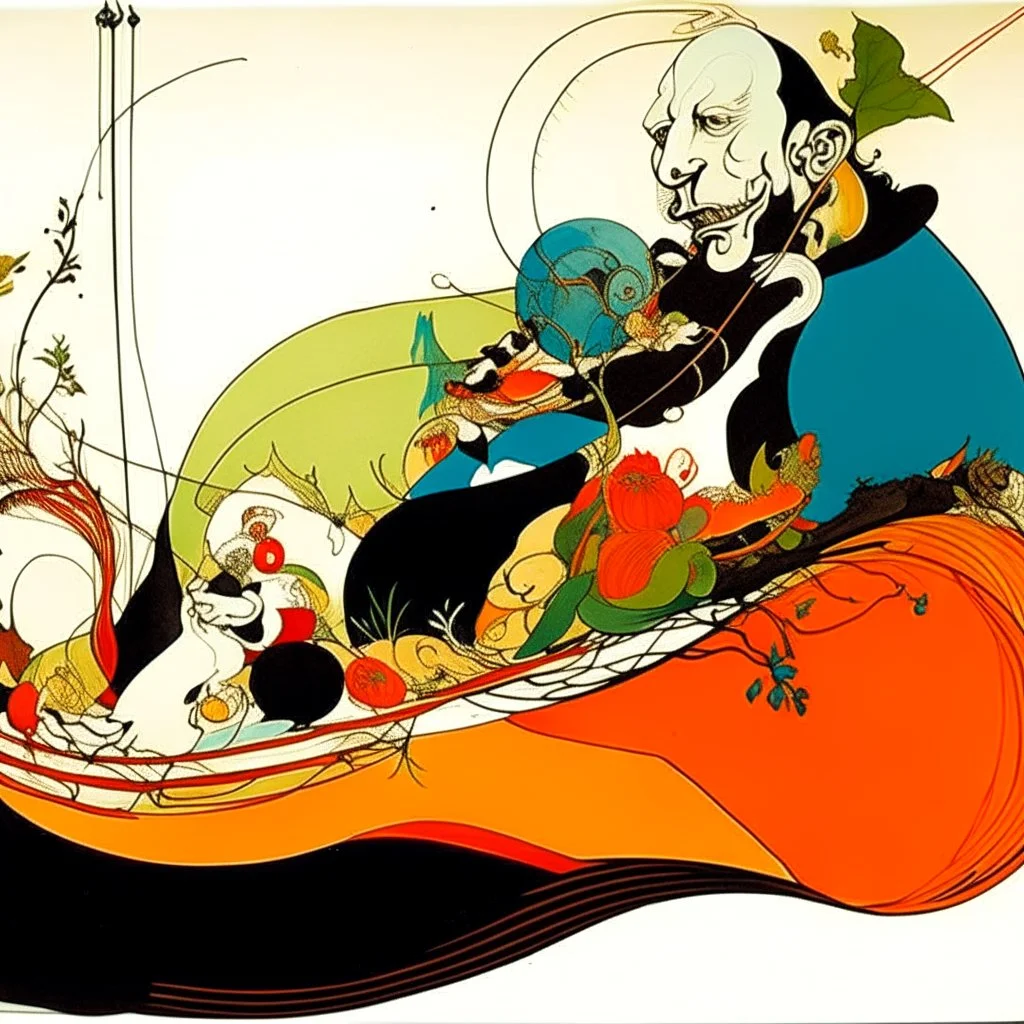 Global warming graph schema, abstract surrealism, by Graham Sutherland and Arthur Secunda, The curse of adverse suggestion, by Victor Pasmore and Tracey Adams, mind-bending illustration hiper detailed alusive and explicite