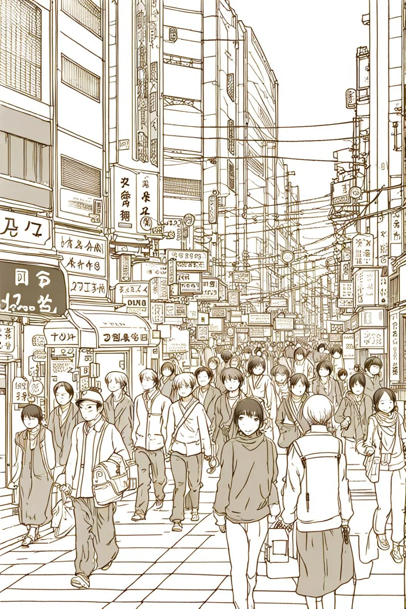 Tokyo streets, line arts