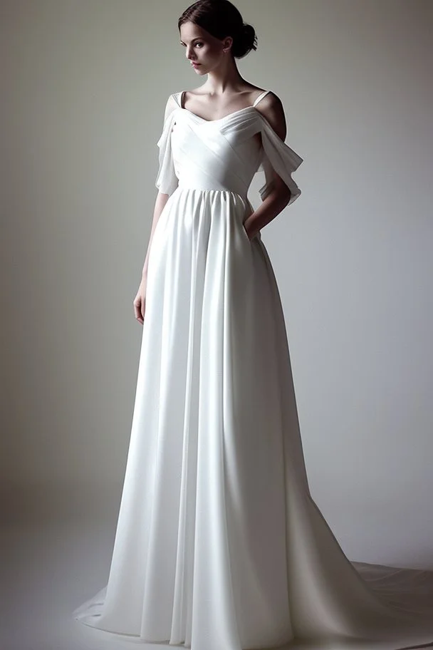 white greek wedding dress Photorealistic