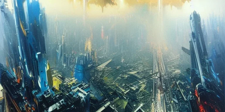 Art by John Berkey and John Harris, lush, Cenral Park in the middle of high rise buildings, trending on Artstation, bird's eye view, extremely hyperdetailed, epic composition, cinematic lightning + masterpiece, sharp focus, epic composition