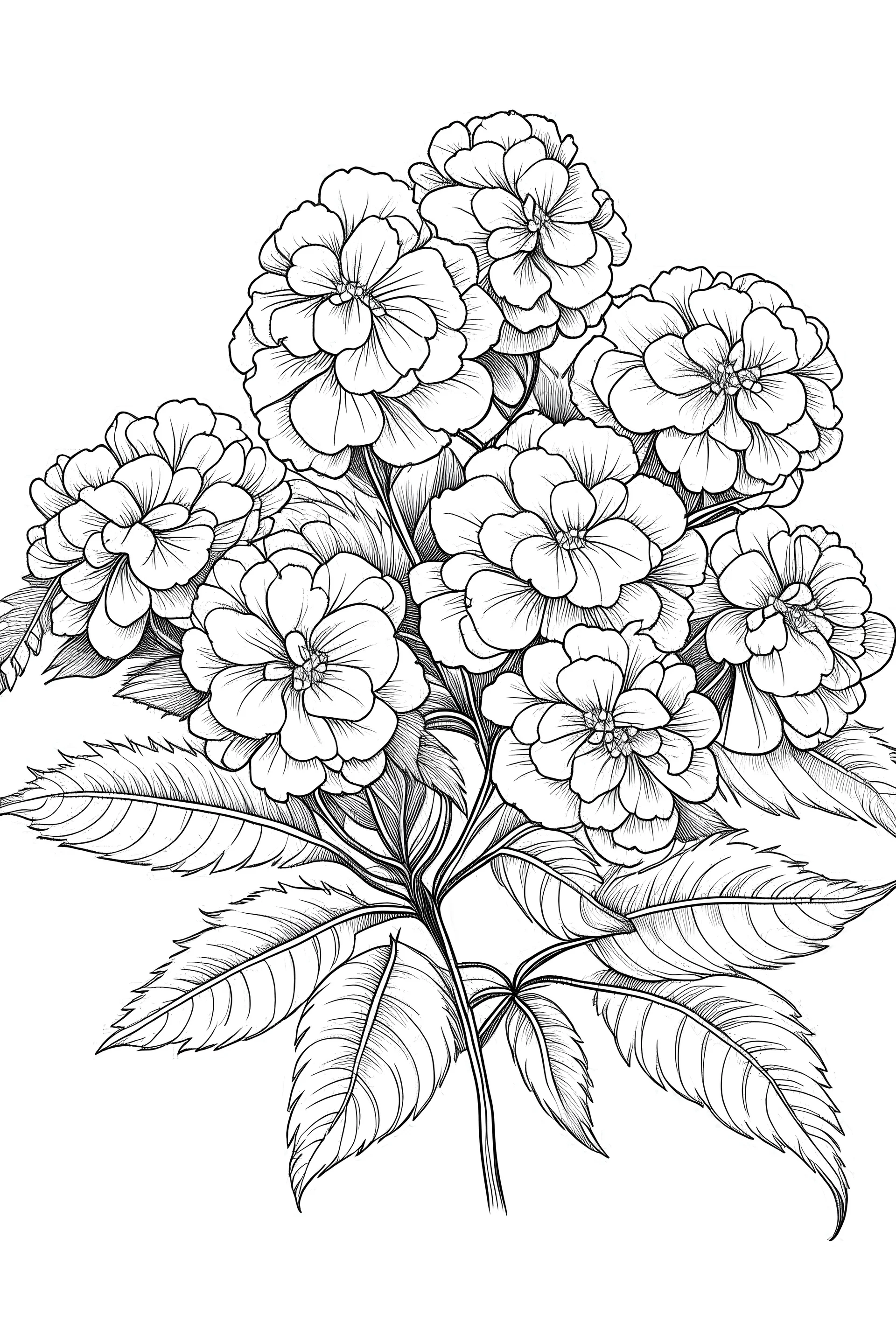 Flower Hydrangeas blach tracing on white background to color