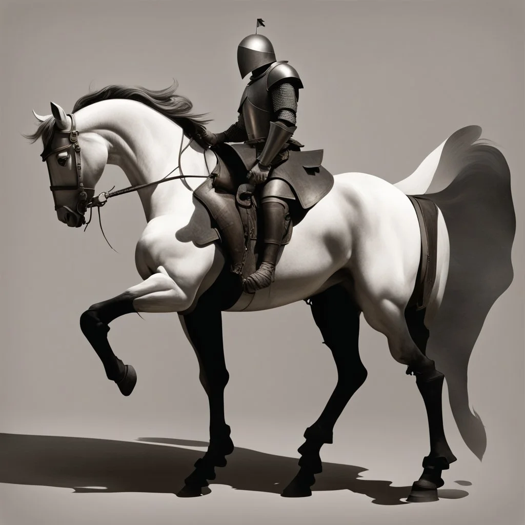 Knight riding a horse. Modern Art