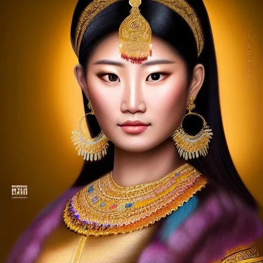 Ultra detailed fullbody Portrait in oil on canvas of Khutulun, busty Mongolian warrior princess,extremely detailed digital painting,ultrarealistic skin,intense stare, extremely detailed face, crystal clear eyes, mystical colors ,perfectly centered image, perfect composition, rim light, beautiful lighting,masterpiece ,8k, stunning scene, raytracing, anatomically correct, in the style of Simon Bisley and Ohrai Noriyoshi and robert e howard and Steve Jung and Wizyakuza and uncannyknack.