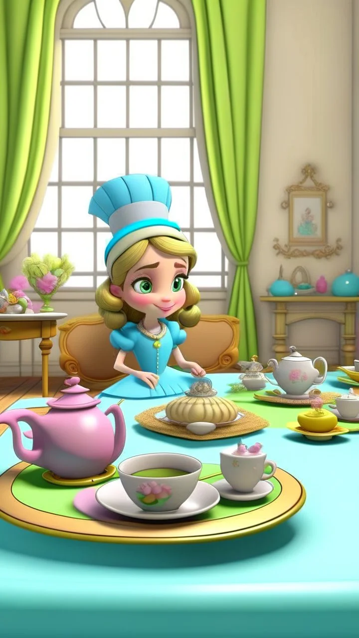 Princess Penelope's preparations for the tea party,cartoon,3D