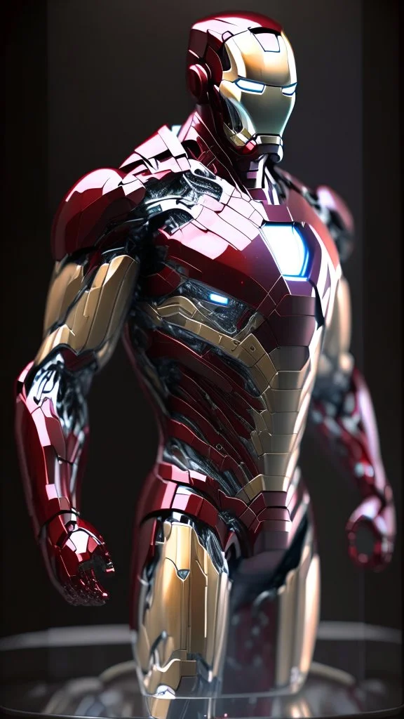 ironman made from glass, ultra realistic, 4k, ultra detail, full body, full picture