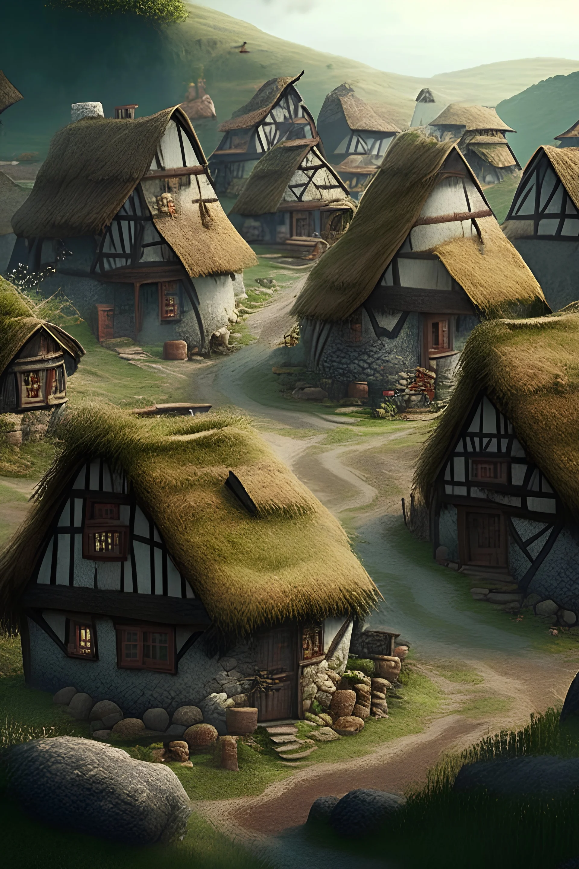 Imagine a village with tach houses