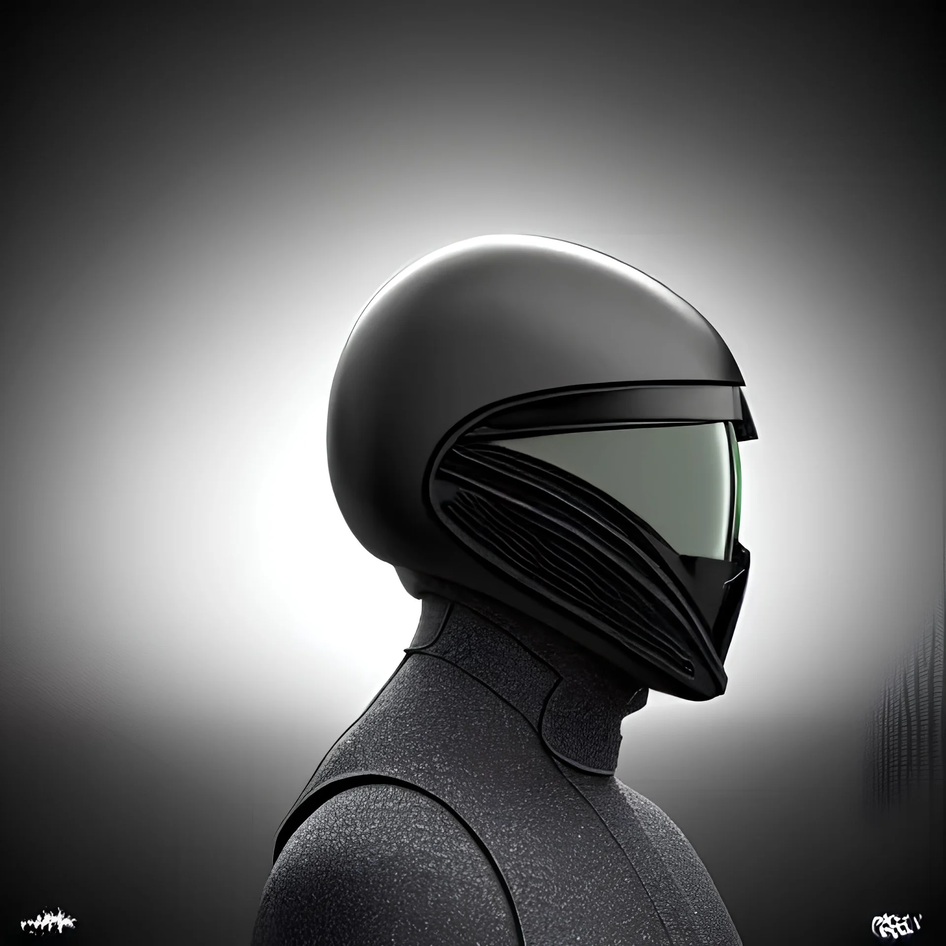 futuristic helmet, sci-fi, bikes, matte black, highly detailed, intricate embossed designs, realistic