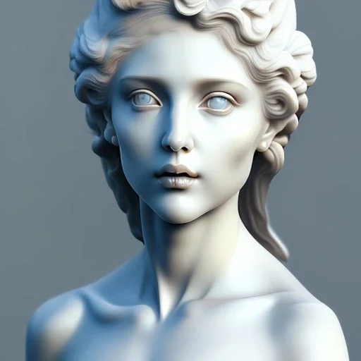 Greek white marble stature, full body, full of details realistic, beautiful young woman, hight definition, 8k, perfect eyes