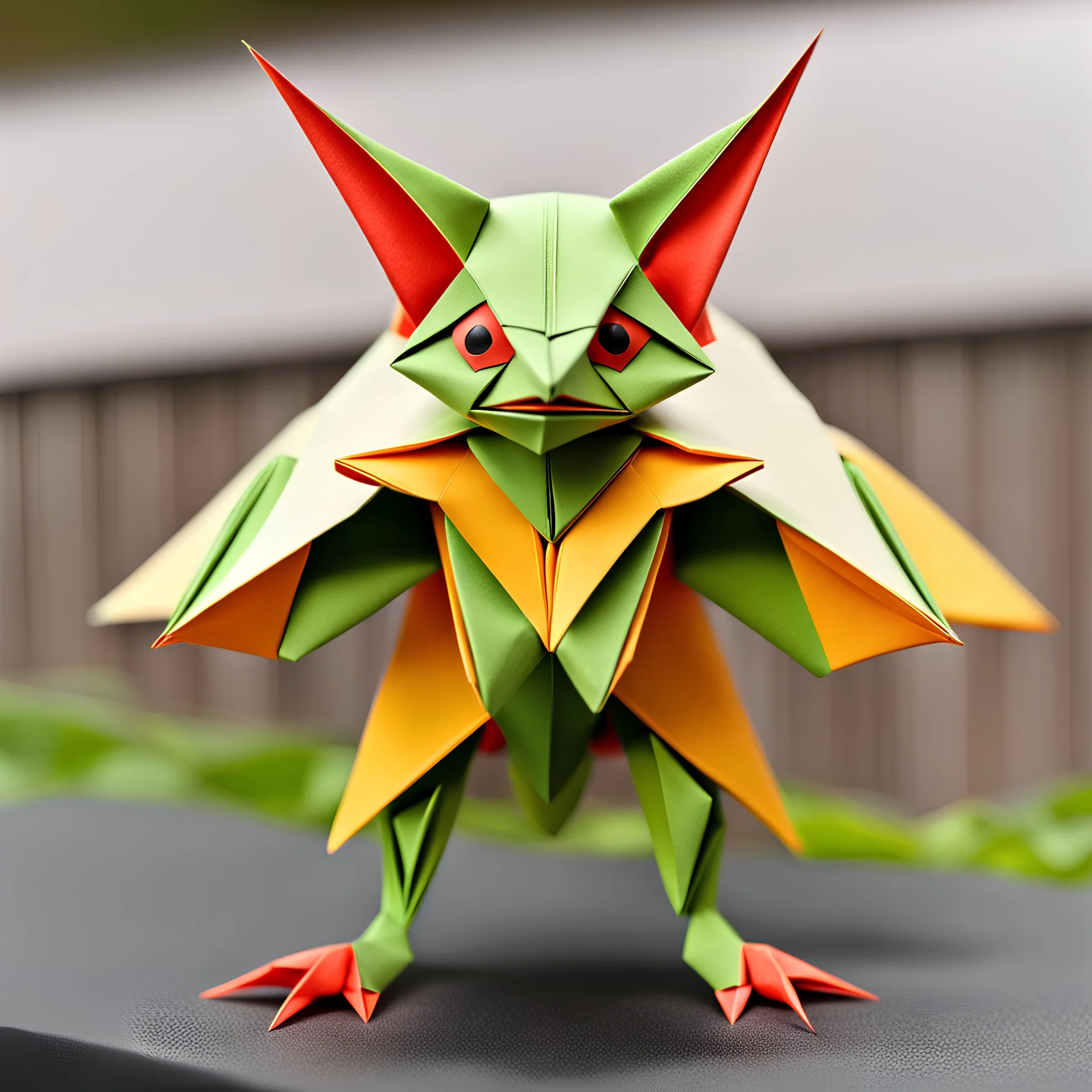 Beautifully folded origami of a gremlin