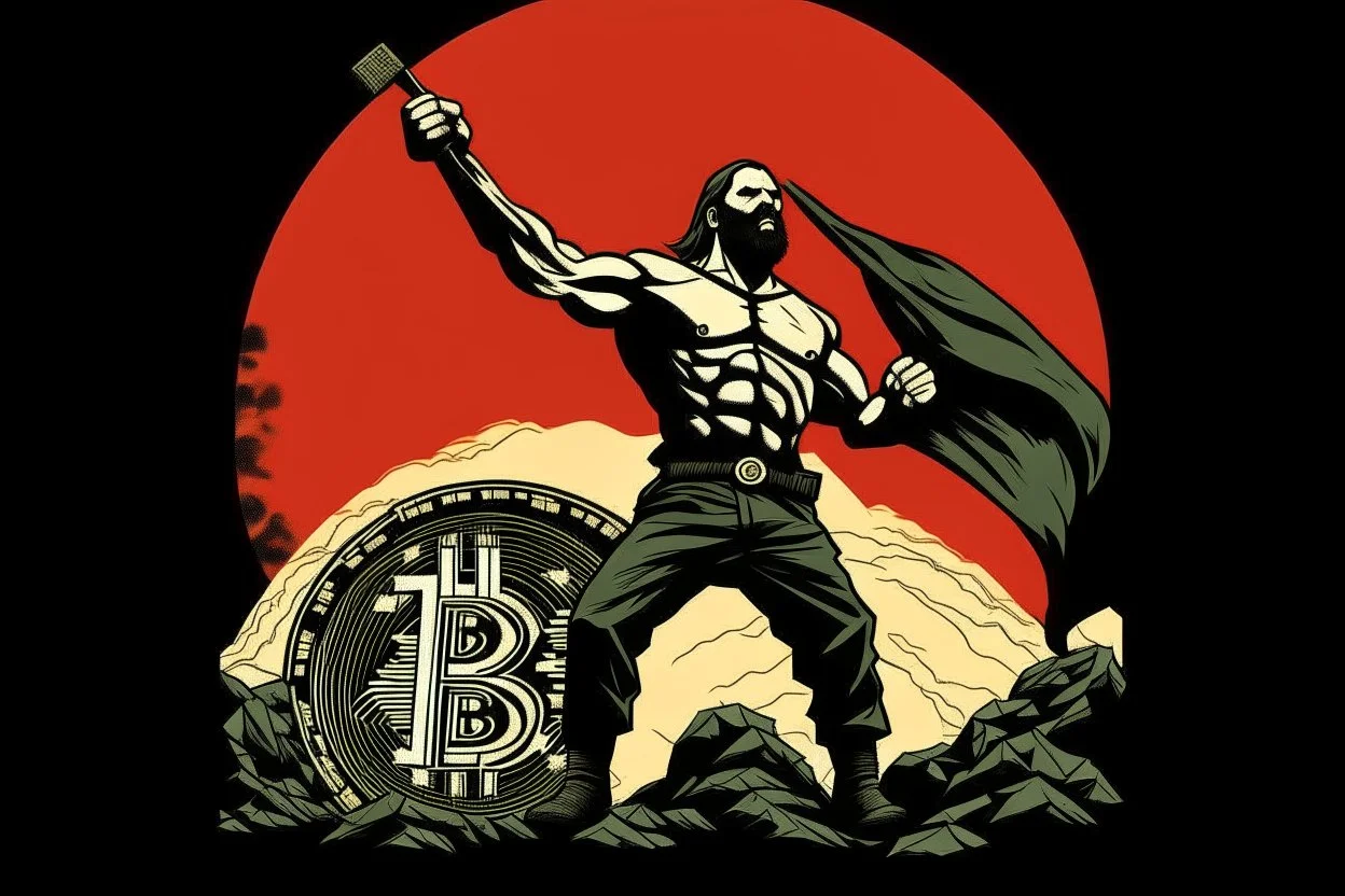 freedom fighter crypto degen bitcoin anarchist rising up