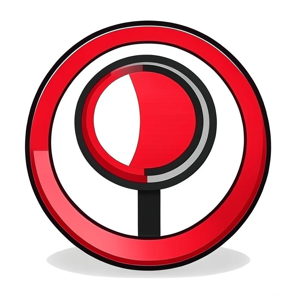 round svg logo magnifier red