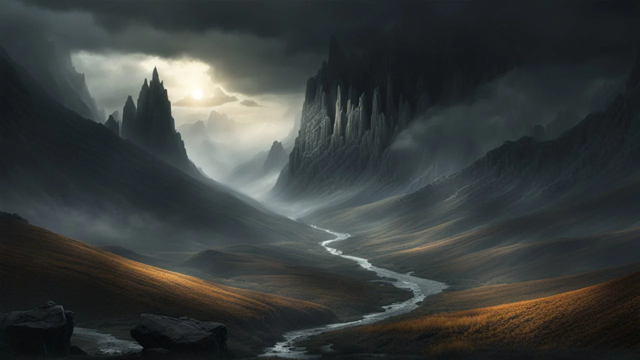 The Valley of the shadow of death. black mist. burning rain. a huge, magical portal leading to hell. dark fantasy concept art, exquisite realism, a masterpiece, dynamic lighting, hyperdetailed, intricately detailed, deep color, Unreal Engine, volumetric lighting , Epic cinematic brilliant stunning intricate meticulously detailed dramatic atmospheric maximal,