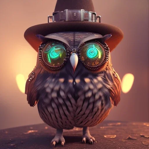 Steampunk Owl, extreme detail, Photorealism, macro lens 70mm,bokeh, cinema4d, 8k, unreal engine 5