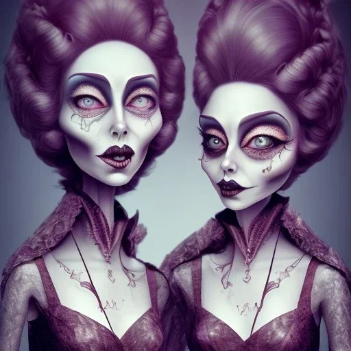 extrem tim burton style of the evil stepsisters, sharp focus