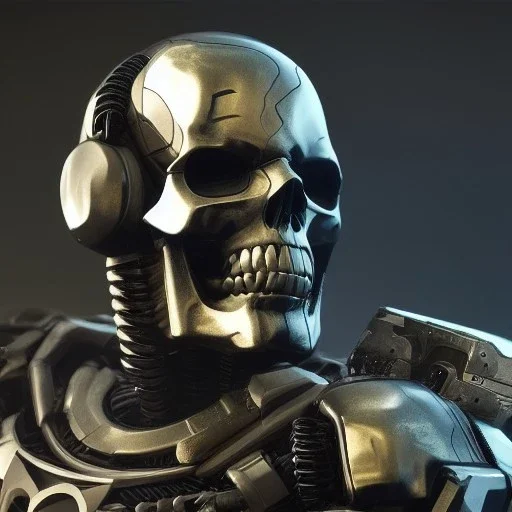  octane render, 8k, high detail, droid, android skull, metallic, full figure, fit in board, art by Yoji Shinkawa