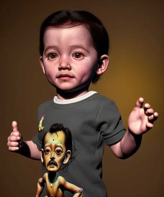 Salvador Dali toddler, full body, dramatic lighting, hyper realistic